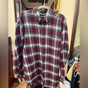 Casual Burgundy Plaid Button-Down Shirt
